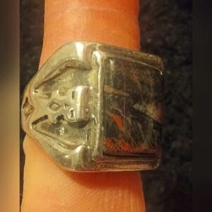 Chunky vintage mens silver ring